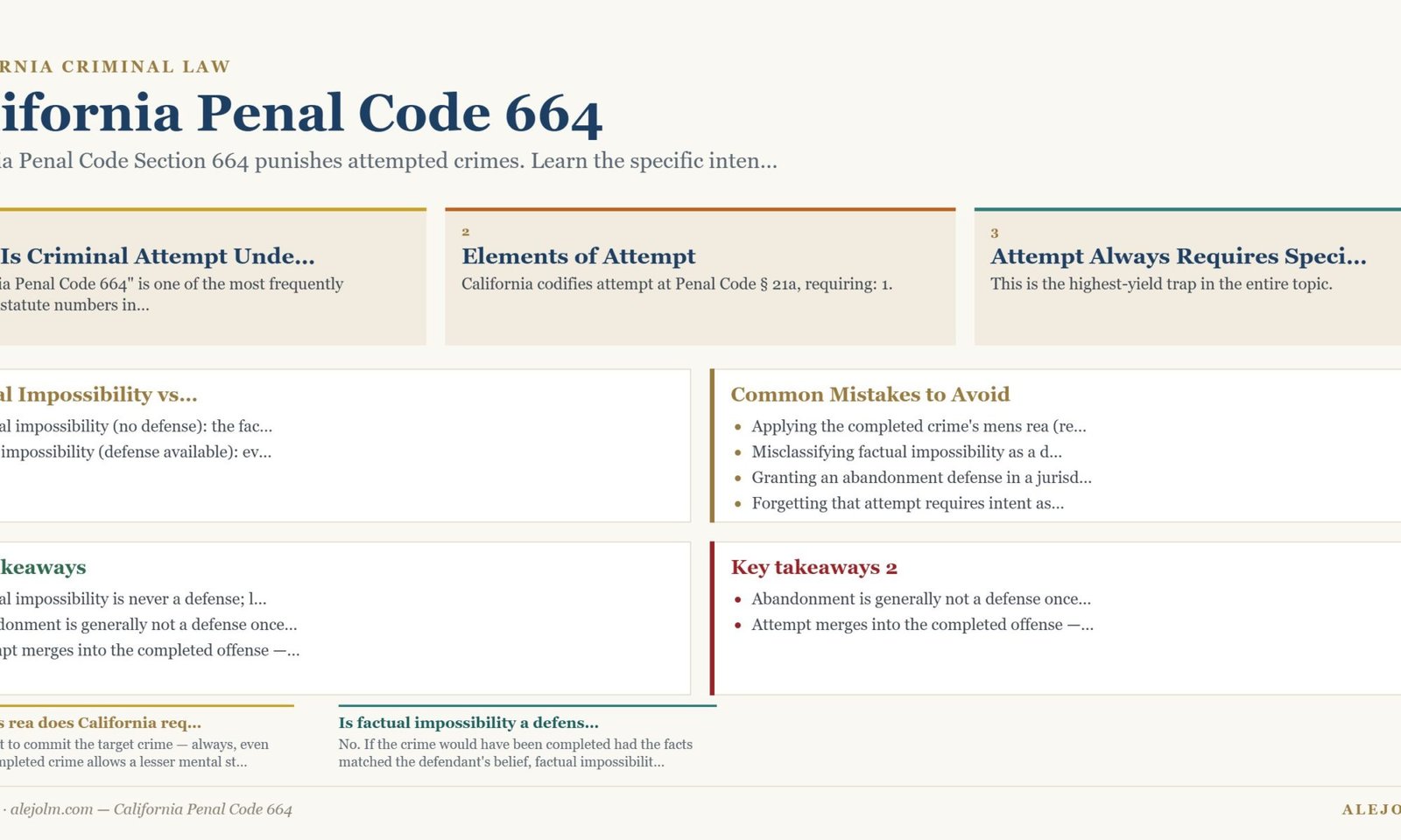 Diagram summarising California Penal Code 664 under California and federal law