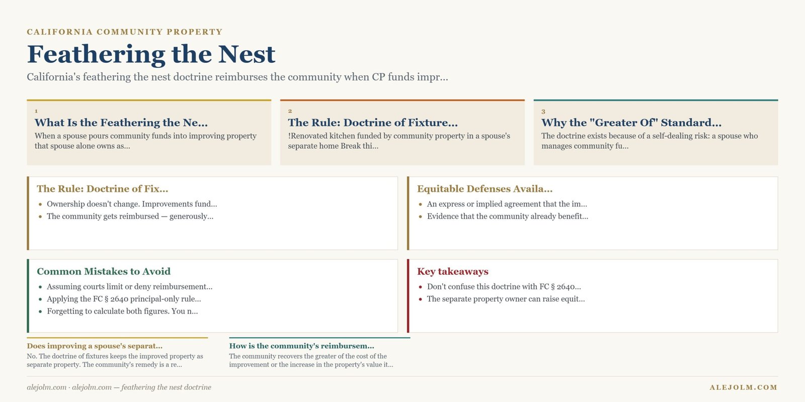 Diagram summarising feathering the nest doctrine under California and federal law