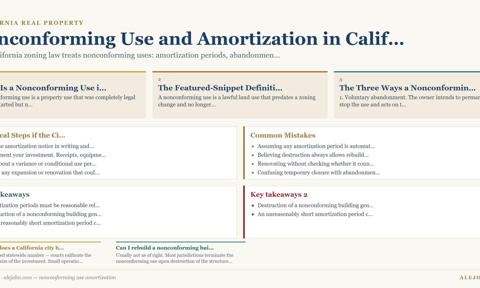 Diagram summarising nonconforming use amortization under California and federal law
