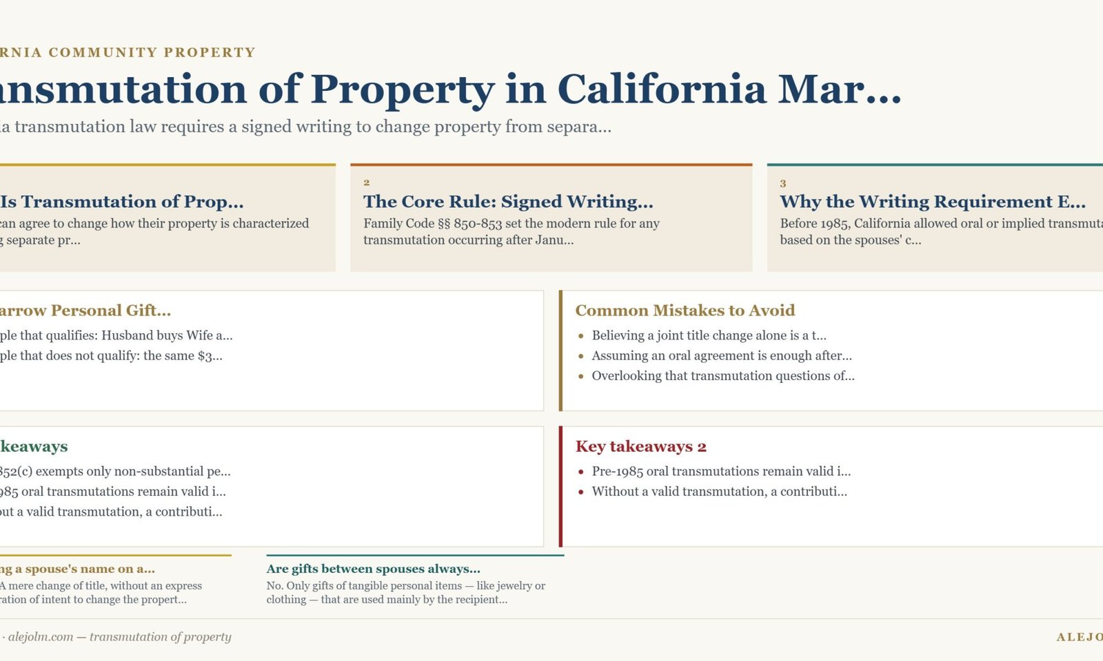 Diagram summarising transmutation of property under California and federal law