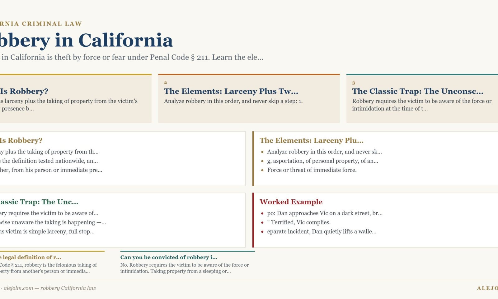 Diagram summarising robbery California law under California and federal law