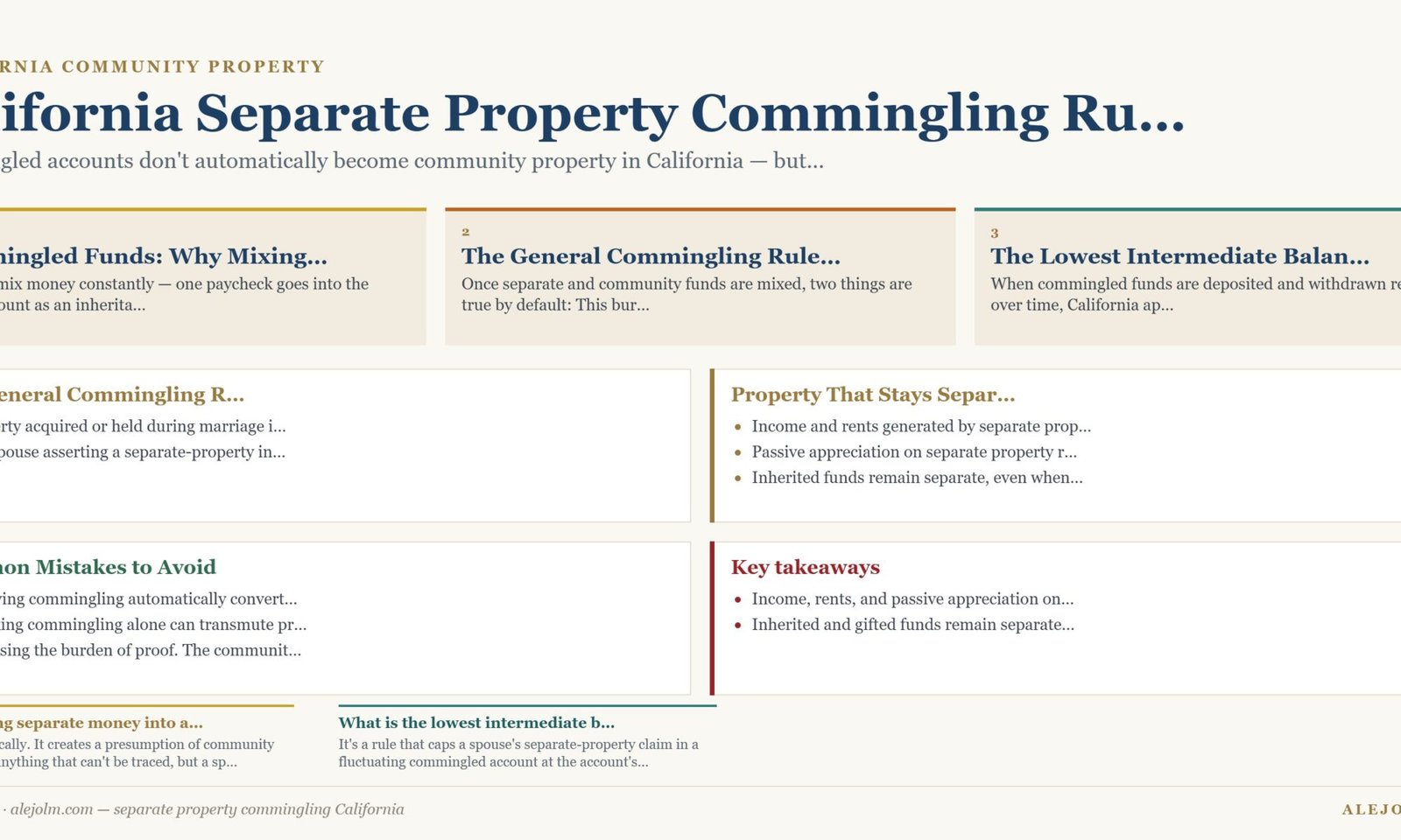 Diagram summarising separate property commingling California under California and federal law