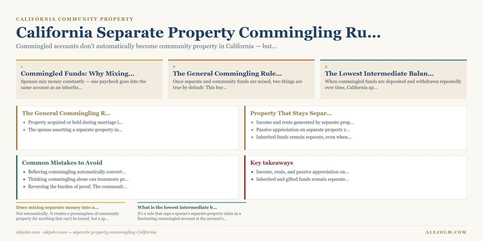 Diagram summarising separate property commingling California under California and federal law