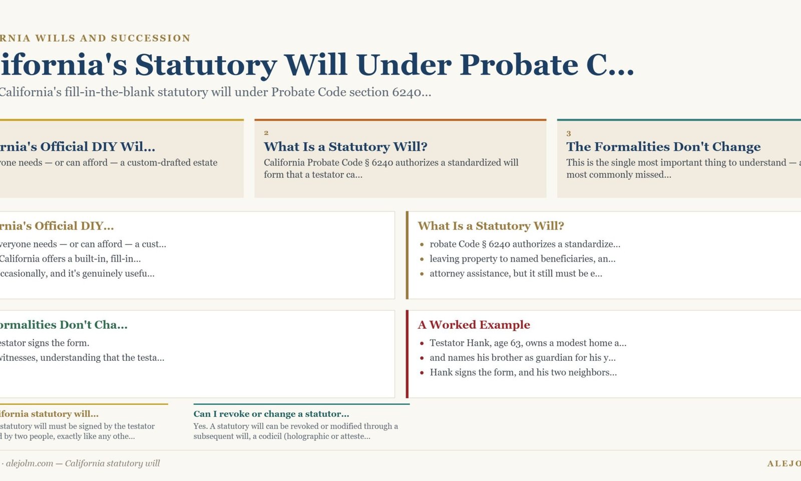 Diagram summarising California statutory will under California and federal law