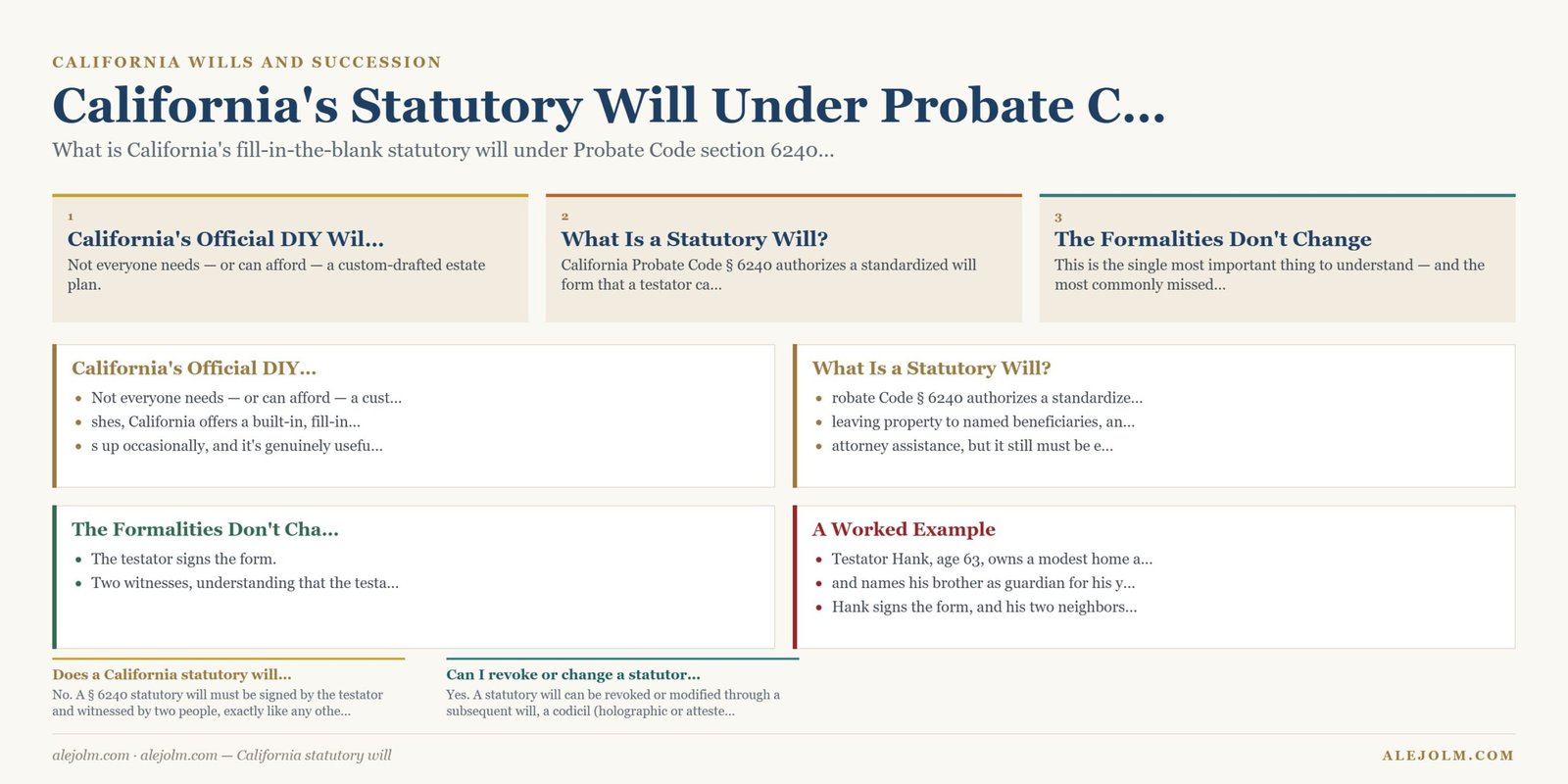 Diagram summarising California statutory will under California and federal law