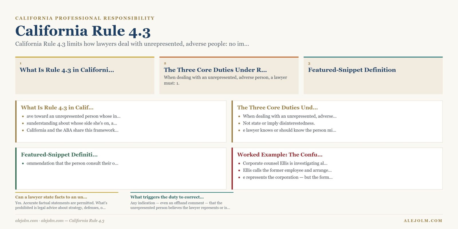 Diagram summarising California Rule 4.3 under California and federal law