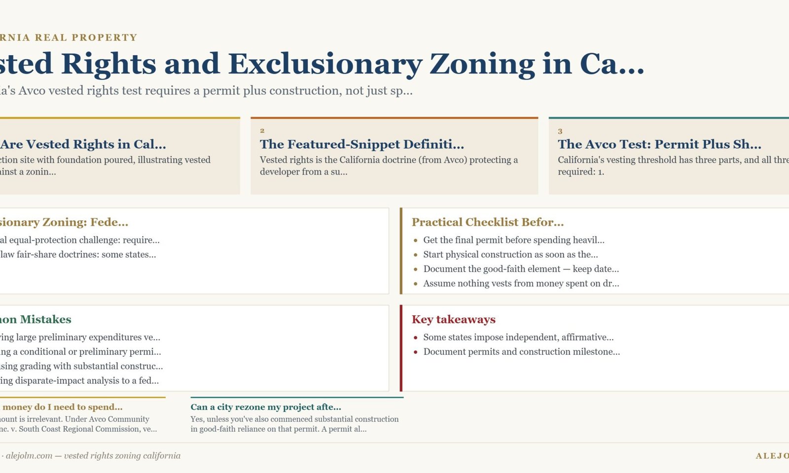Diagram summarising vested rights zoning california under California and federal law